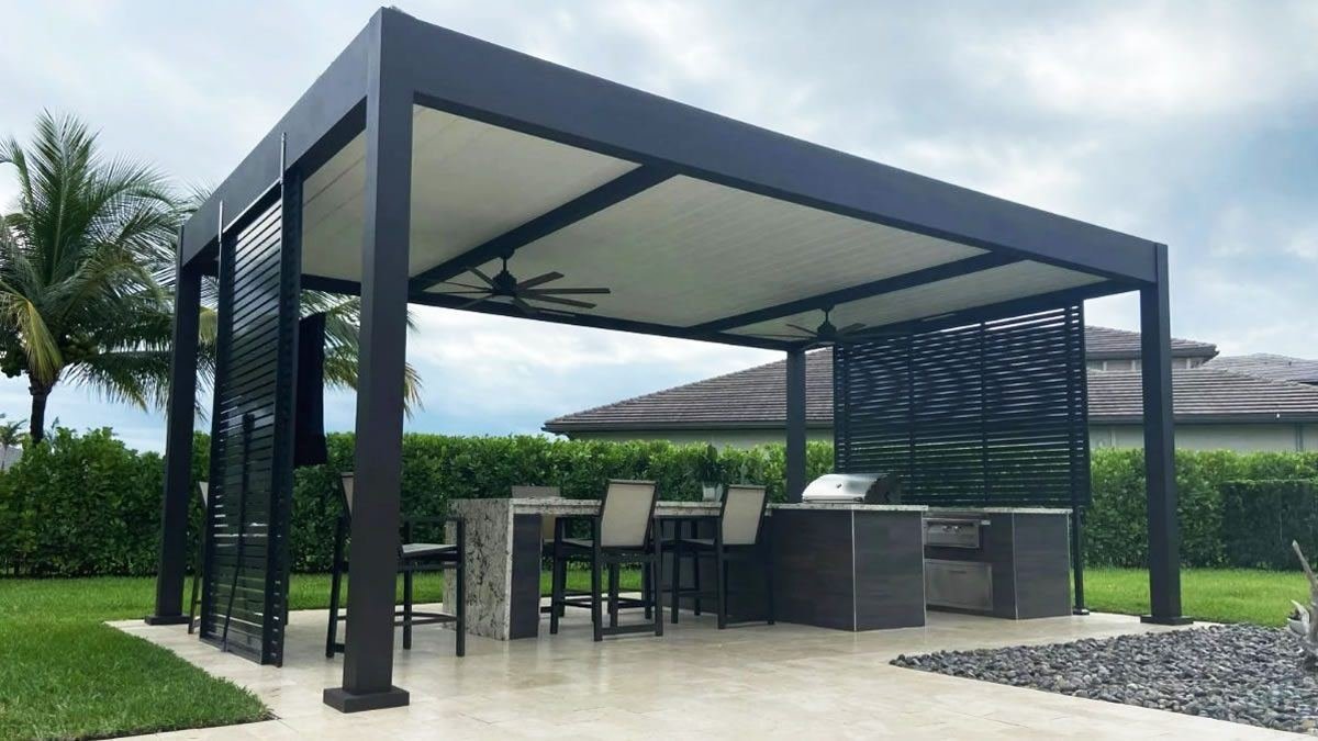 Pergola with a built-in bar