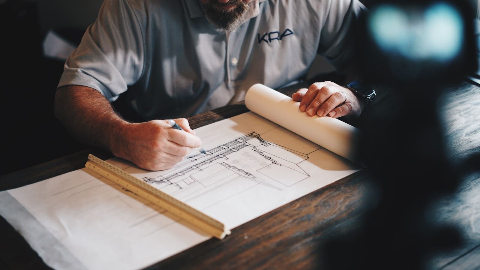 Designer drafting outdoor living plans